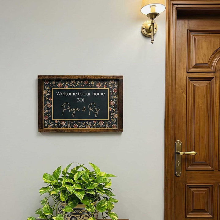 Midnight Bloom Personalized Resin Wooden Frame Name Plate