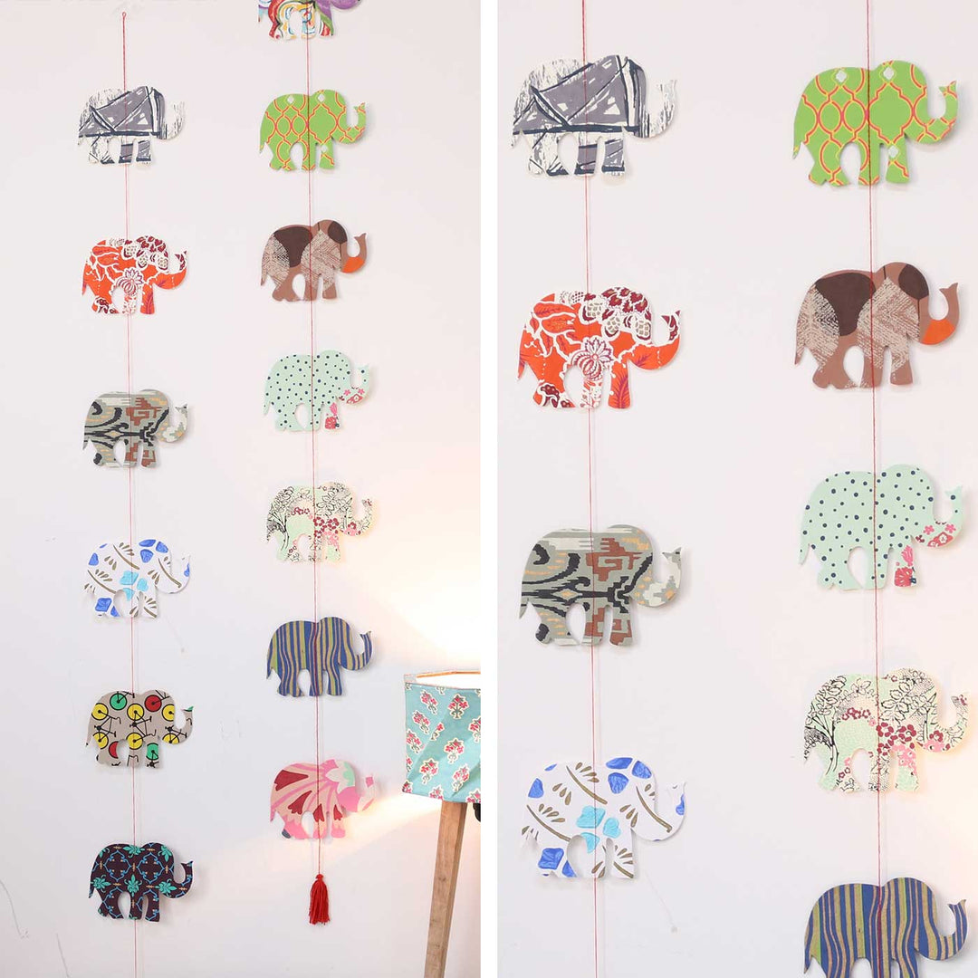2 Pc | Handmade Elephant Design Paper Hangings