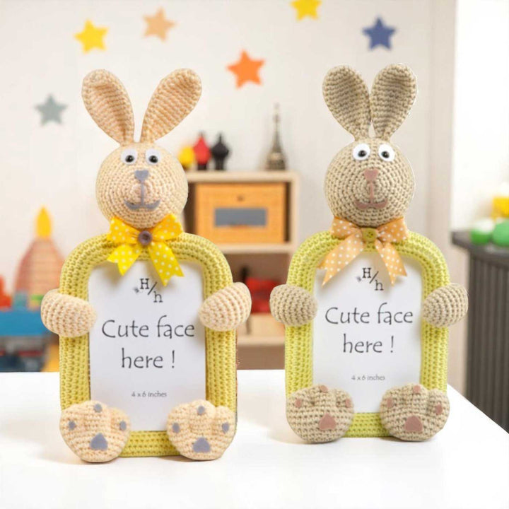 Handmade Crochet Bunny Photo Frame for Kids