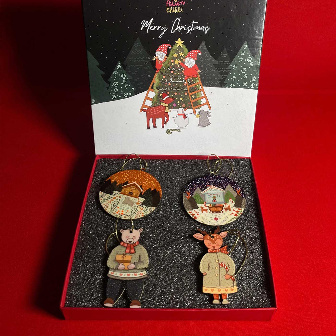 Hand Illustrated Winter Keepsakes Christmas Hamper | Includes Hangings And Box