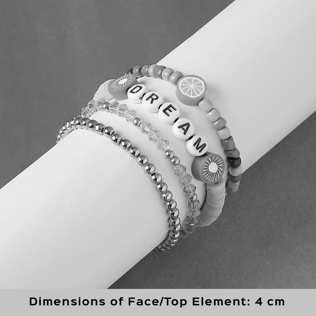 4 Pc | Personalized Matcha Bliss Stackable Clay Beaded Bracelet For Girls