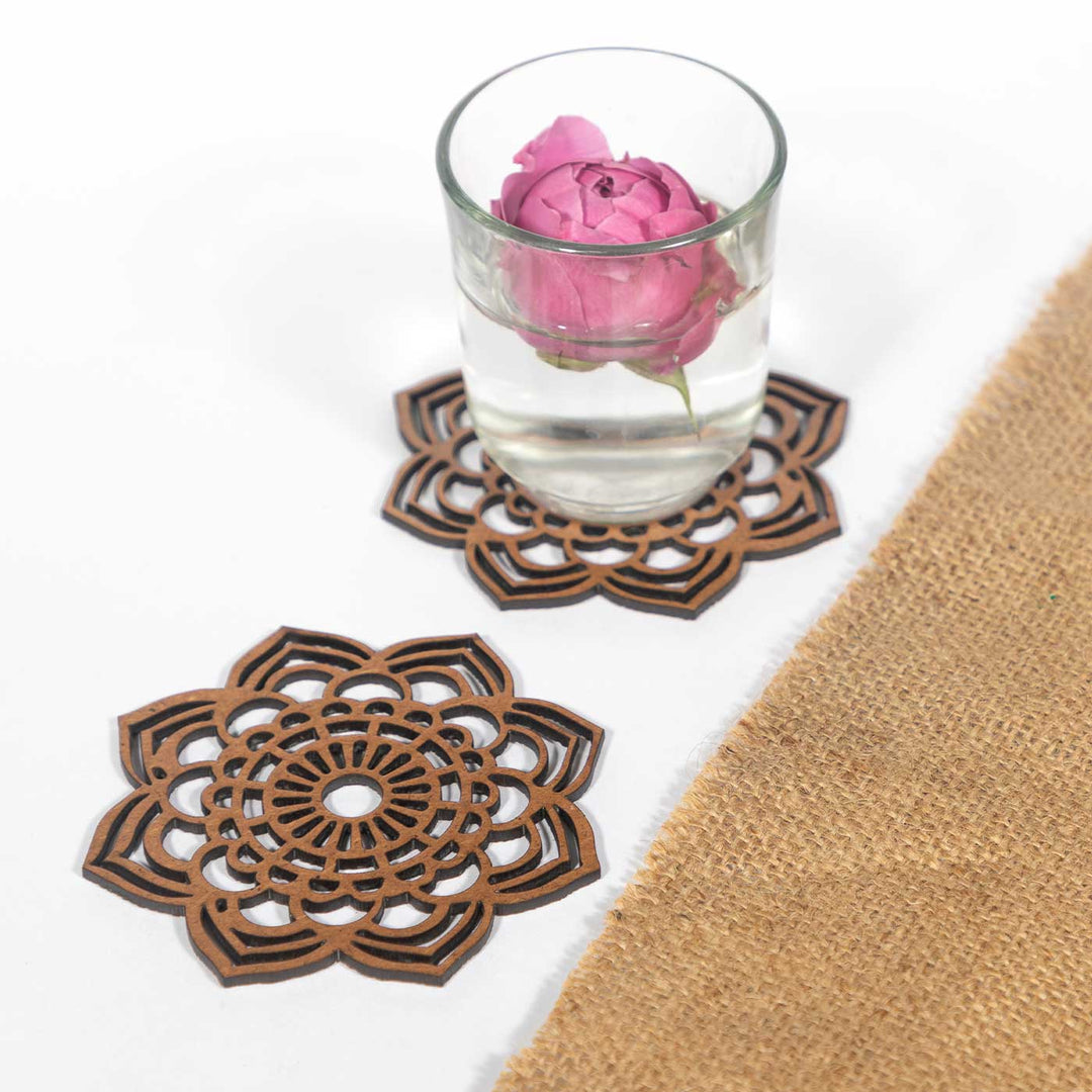 Elegant Mandala MDF Laser Cut Coaster Set | Set Of 6