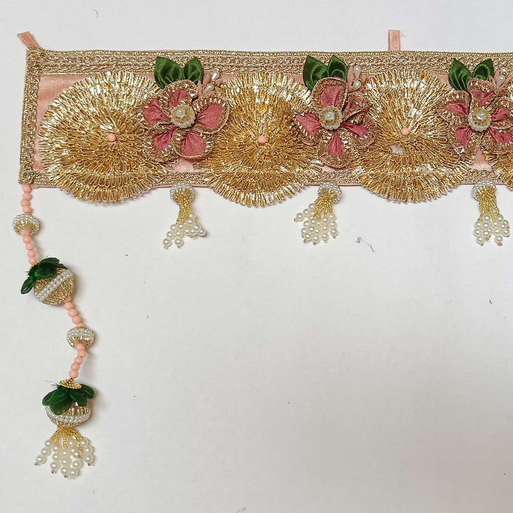 43 In | Handmade Shimmering Pink Floral Gota Patti Toran