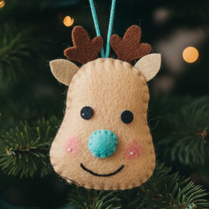 Handmade Felt Reindeer Face Christmas Ornaments