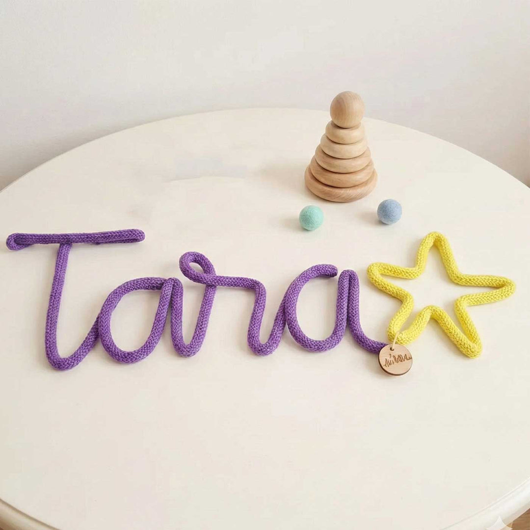 Personalized Knitted Wire Star Theme Kids Name Plate