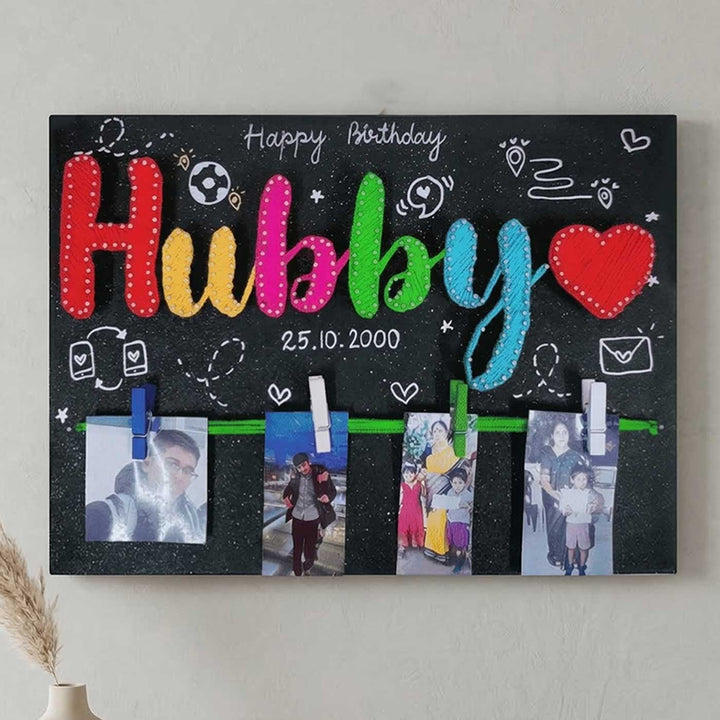 Photo Personalized String Art Hubby Theme Wooden Name Plate