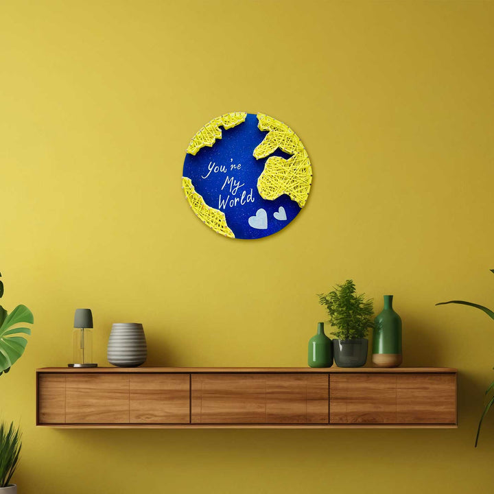 Personalized Handmade String Art My World Theme Wooden Decorative Plaque
