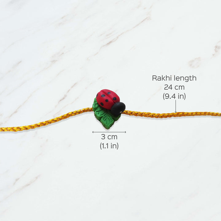 Handmade Porcelain Clay Themed Rakhi 2 - Dimension Chart with Measurements