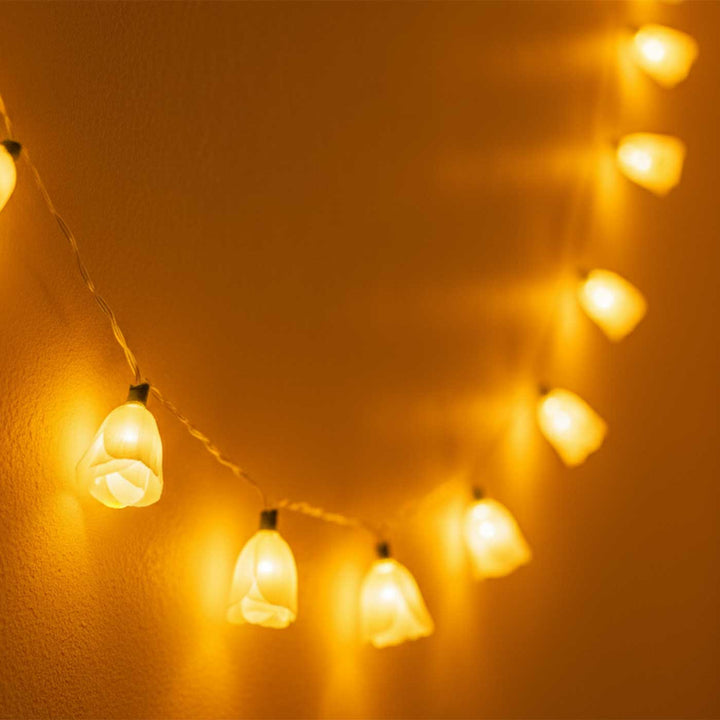 3m, 14 Bulbs | Handmade Poov String Light Yellow Color Sholapith LED Fairy Light