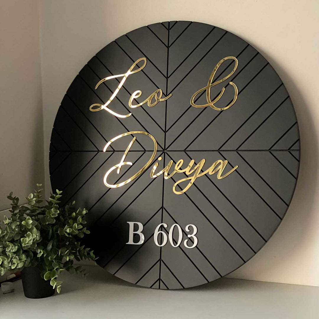 Personalized Handmade Minimal Design Round Wooden Name Plate
