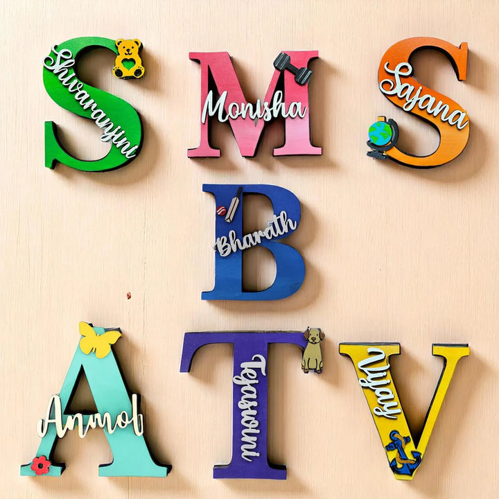 Personalized Handcrafted Monogram Design Fridge Magnet
