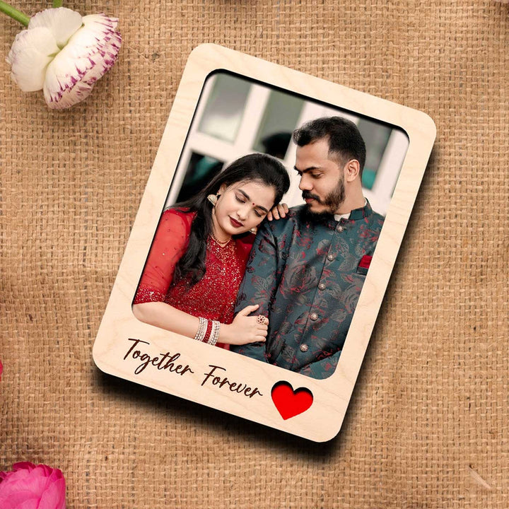 Photo Personalized Printed "Together Forever" Wooden Fridge Magnet