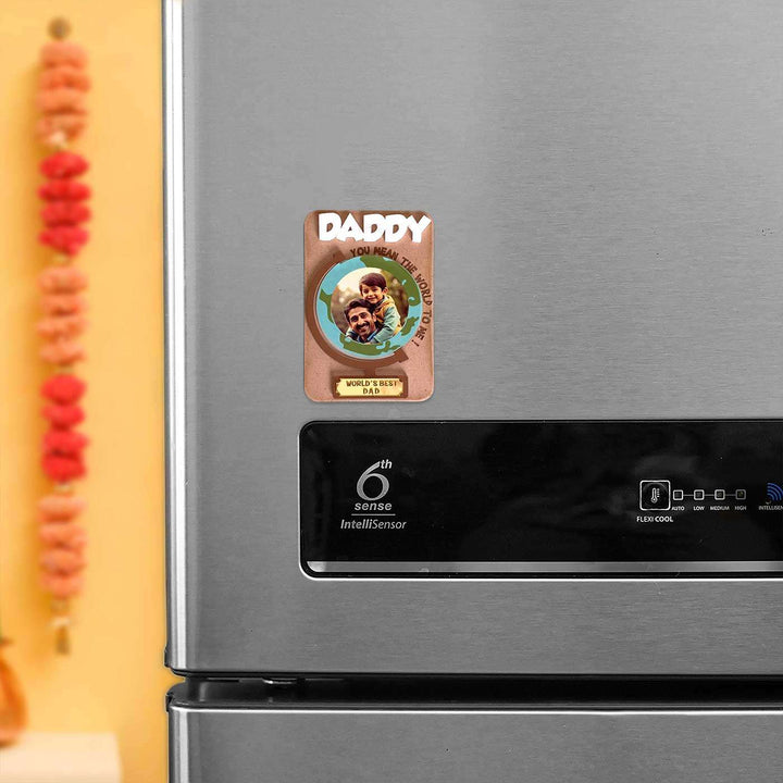 Photo Personalized Handmade World Theme MDF Wood Fridge Magnet For Fathers