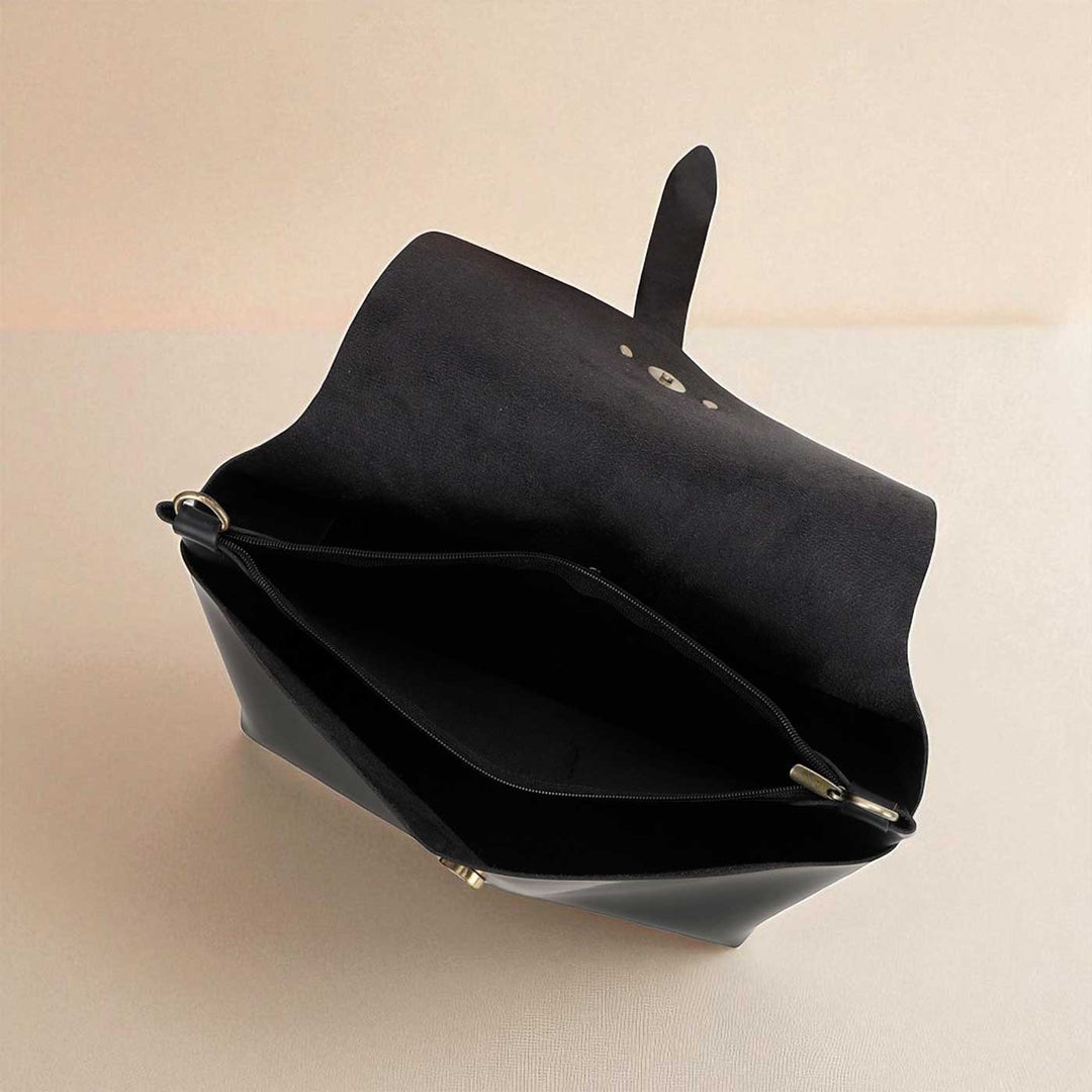 Handmade Solid Color Faux Leather Sling Bag With Changeable Premium Straps
