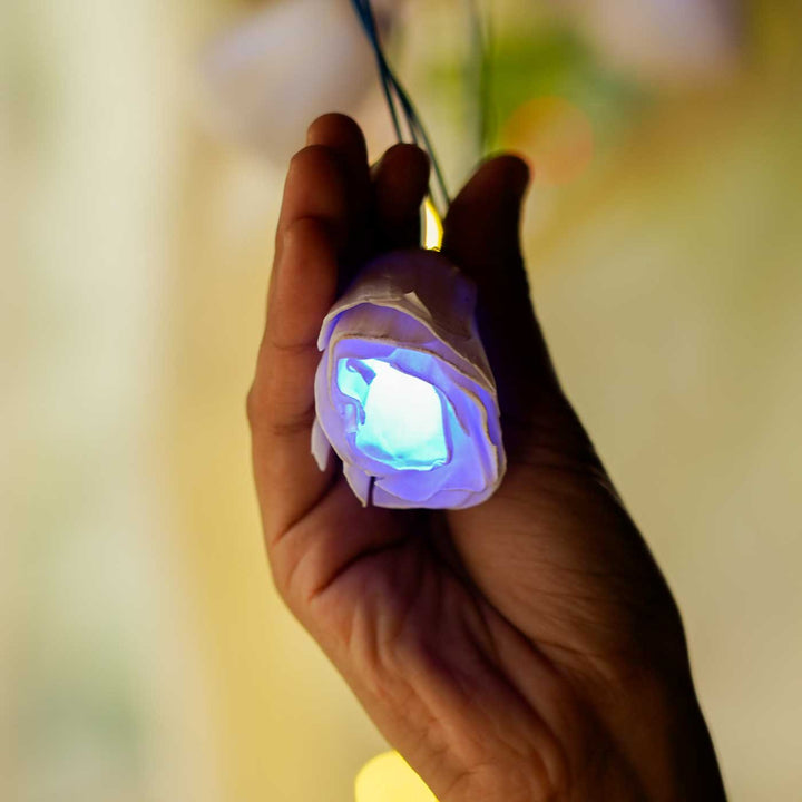 10m, 40 Bulbs | Handmade Blue Sholapith Flower String LED Fairy Light