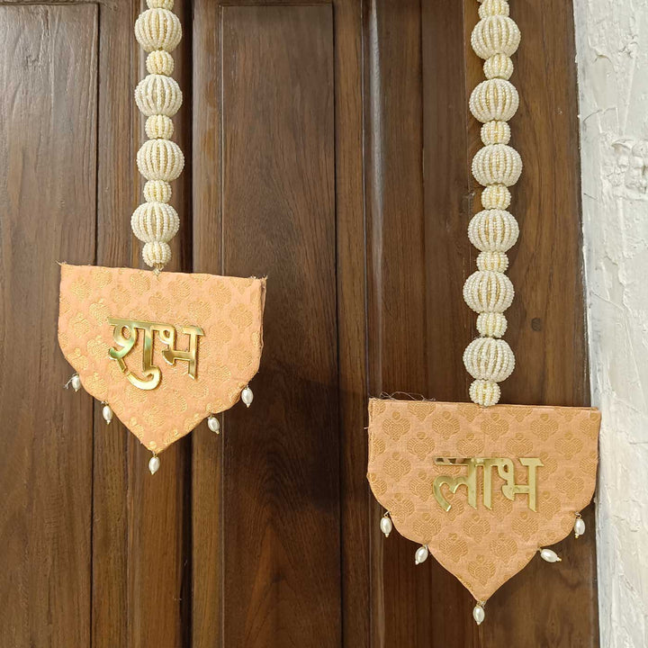 2 Pc | Handmade Festive Brocade Shubh Labh Hangings