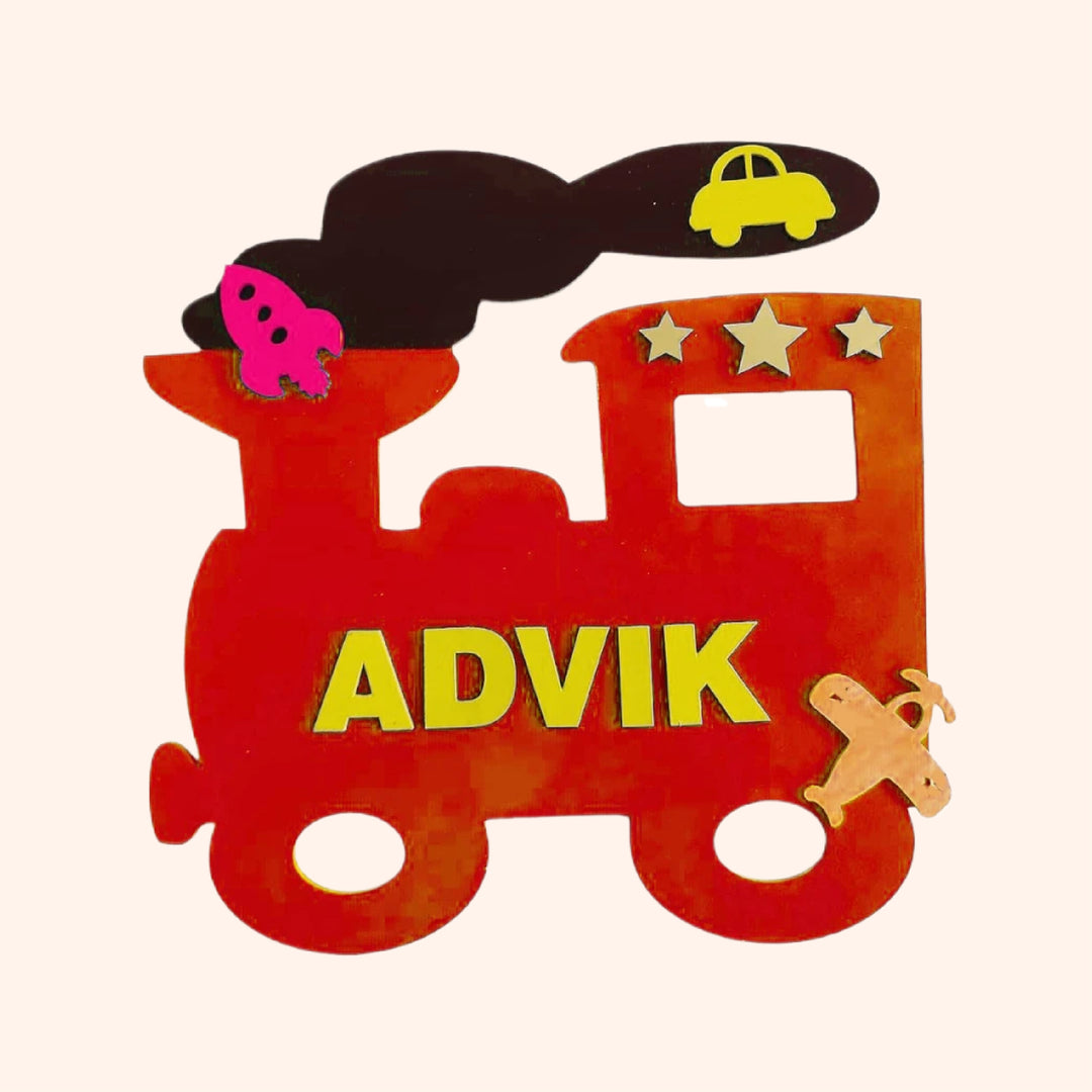Train Theme Kids Name Plate - Front View with Name Personalization (6)