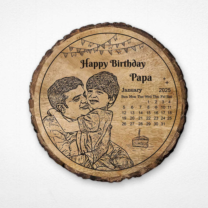 Photo Personalized Engraved Birthday Theme Mangowood Decorative Plaque With Stand