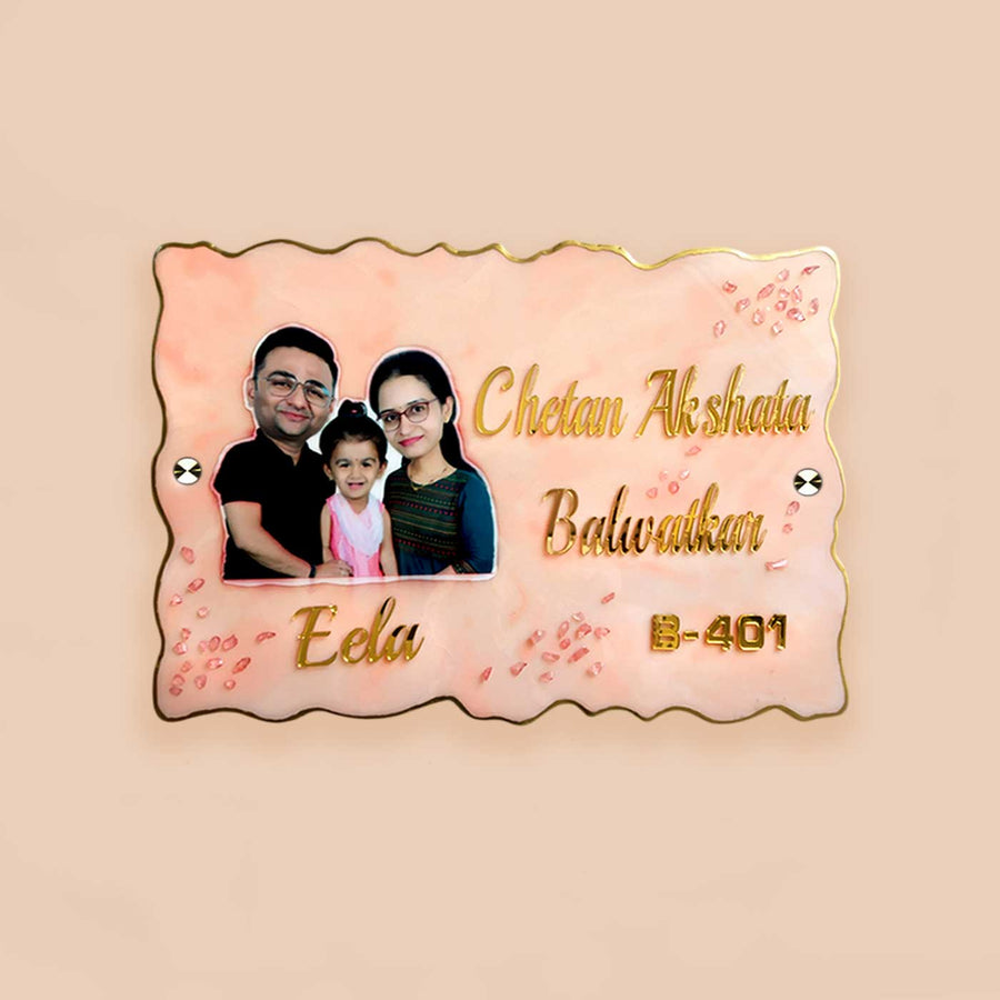 Photo Personalized Pink Resin And Acrylic Waterproof Name Plate - Front View with Name Personalization