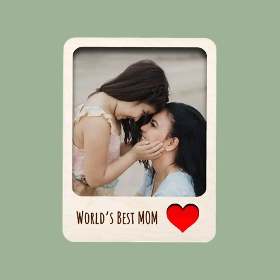 Photo Personalized Handmade Worlds Best Mom Theme Wooden Fridge Magnet | Set Of 3