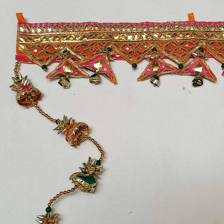 43 In | Handmade Orange & Pink Traditional Gota Patti Toran