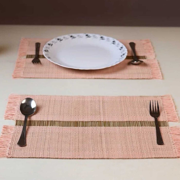 Hand Woven Single Striped Madhurkati Table Mat | 15 x 11 inch