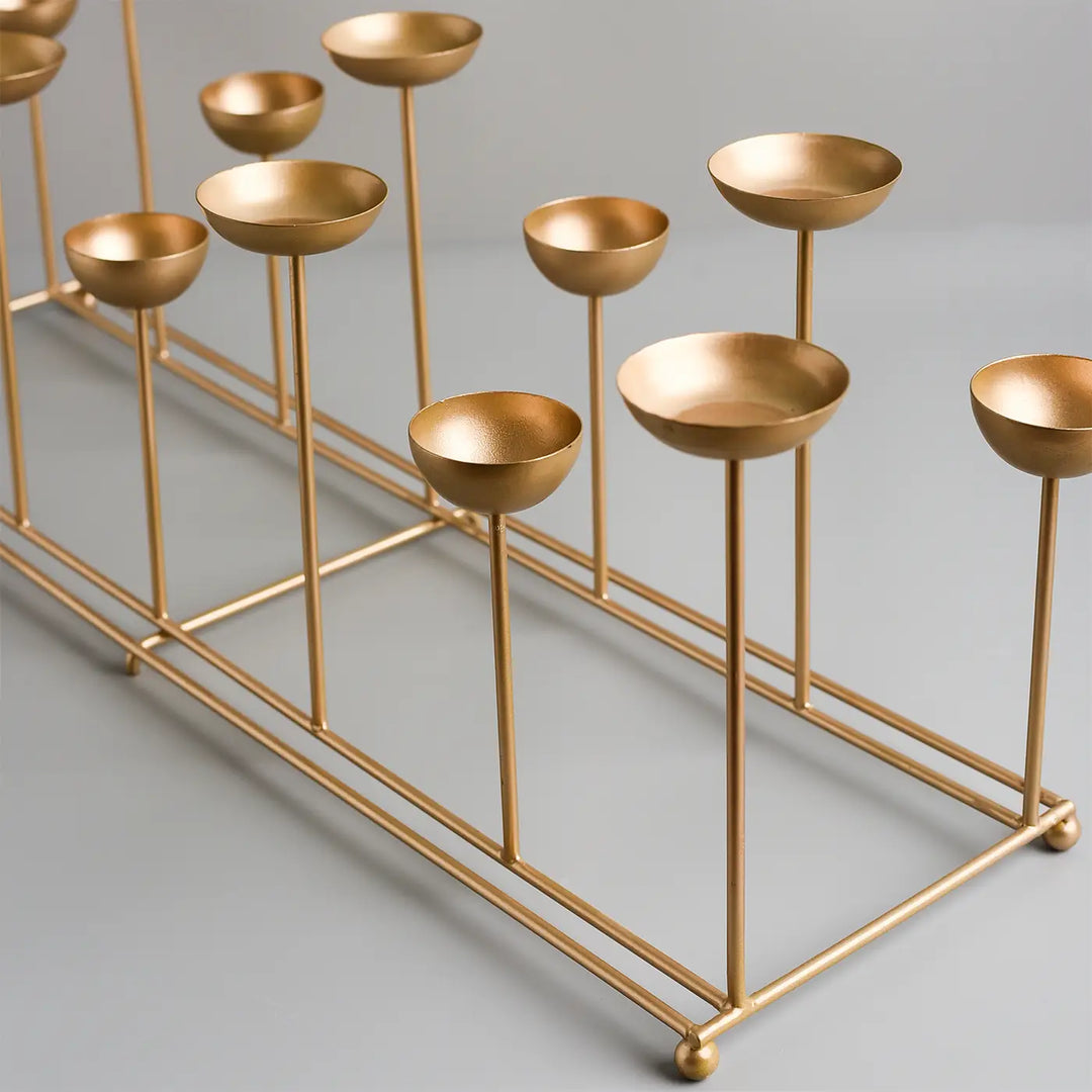 24 Inch | Decorative Large 2 Row Metal Tealight Holder