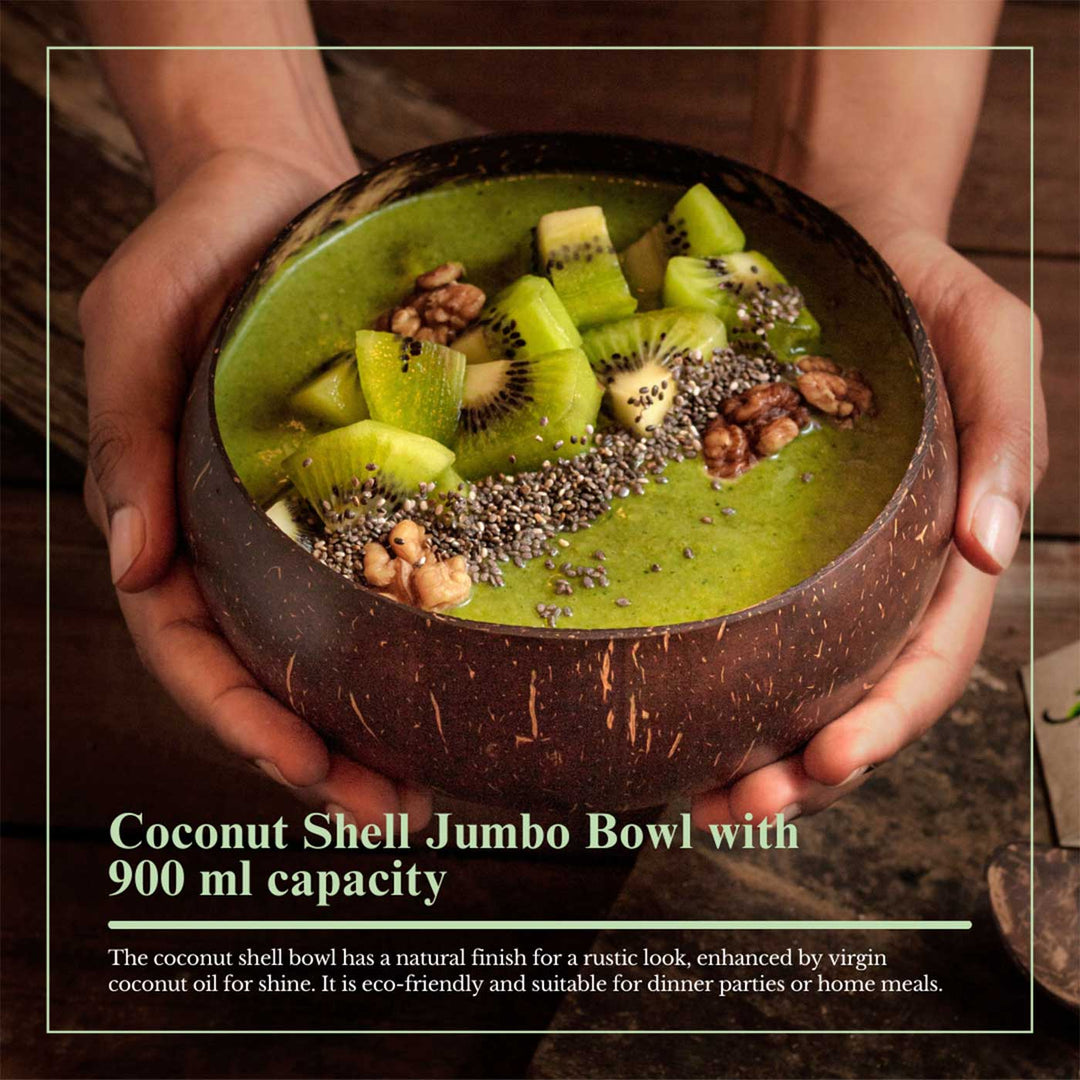 Personalized Eco-Friendly Handmade Jumbo Coconut Shell Bowl | Set of 2