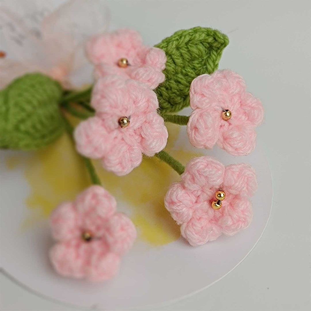 Handmade Crochet 3D Light Pink Floral Greeting Card