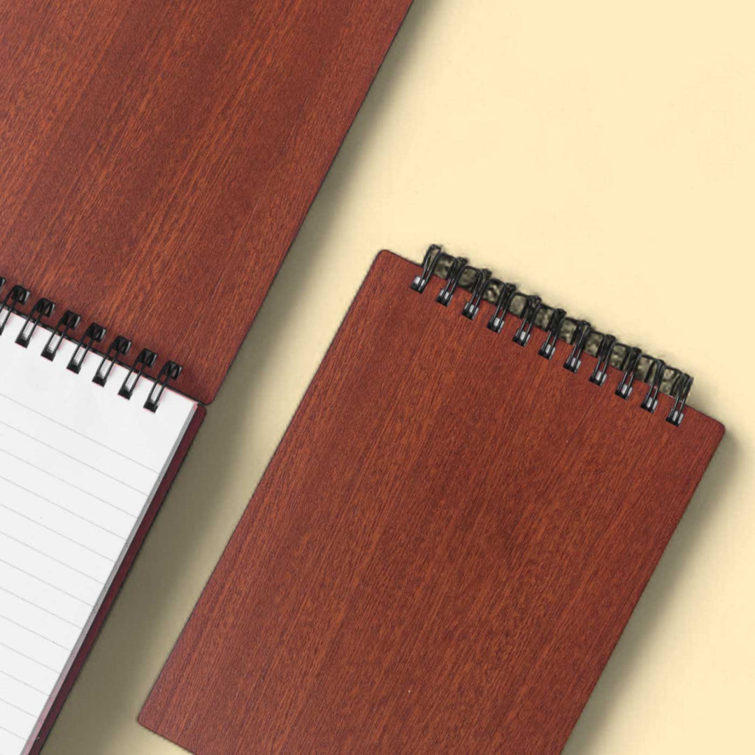Plain Mahogany Ecofriendly Pocket Size Scribble Pad | Spiral Bound | 50-70 One Side Ruled Pages
