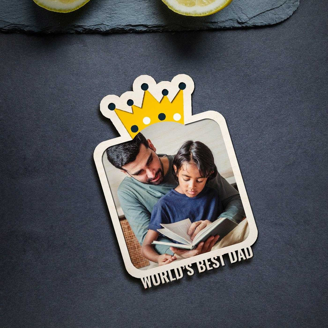 Photo Personalized Printed "World's Best Dad" Wooden Fridge Magnet