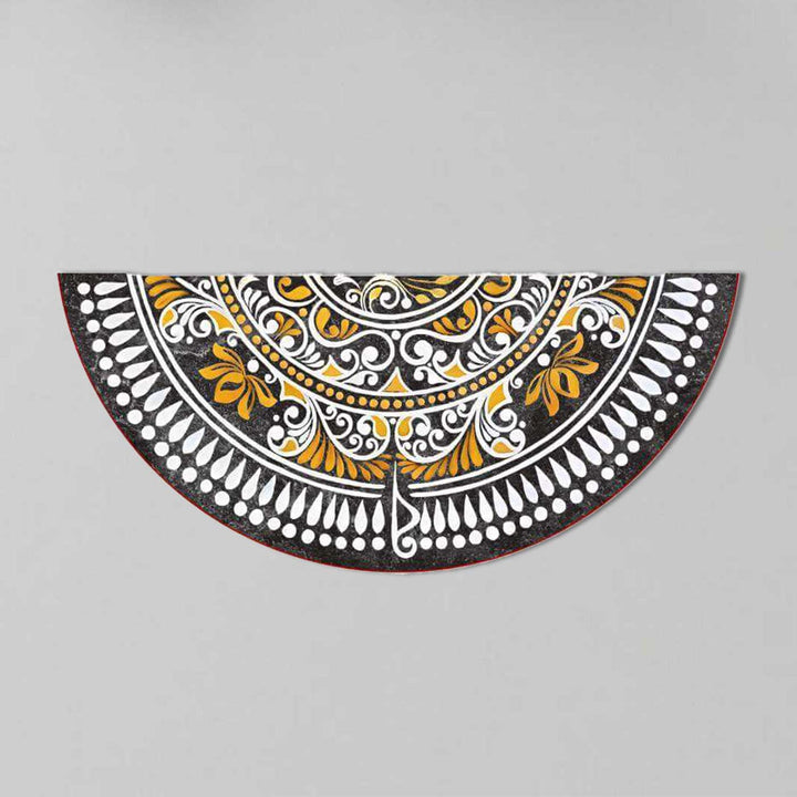 1.8 Ft Foldable Fabric Reusable Rangoli Mat | Handmade Iraya Semicircle | Canvas, Anti-skid, Water-resistant
