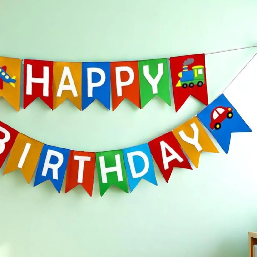 Handmade Vehicle Theme Felt Happy Birthday Bunting