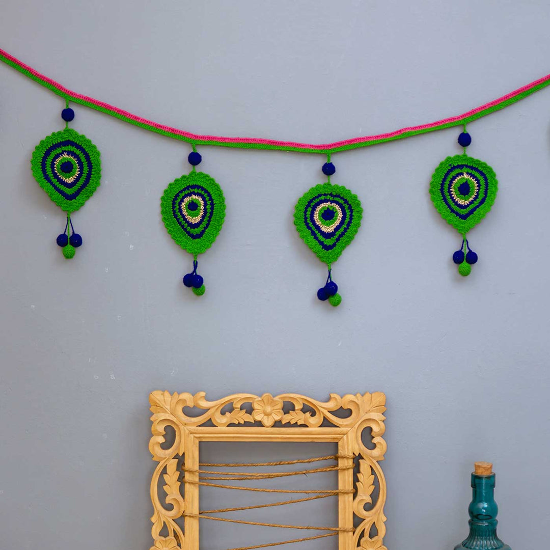 63 In | Handmade Crochet Morpankh Cotton Toran