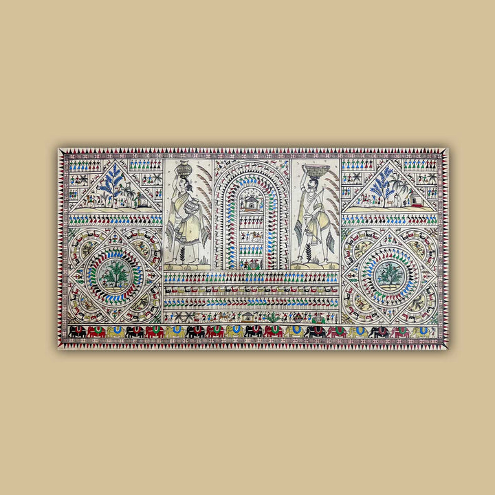24 X 40 Inch | Handmade Silk Saura Tribal Art Of Odisha Painting