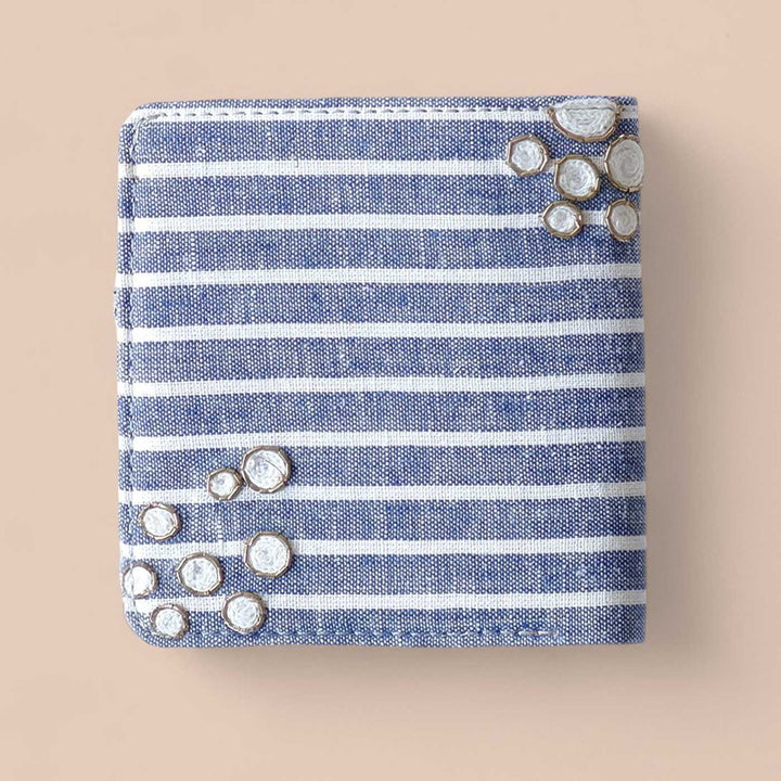Handmade Embroidered Sea Horse Design Stripes Cotton Wallet