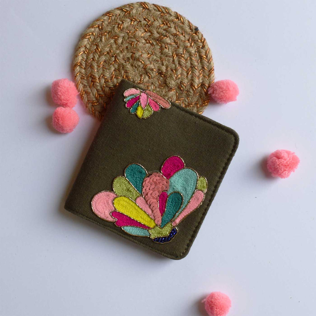Handmade Embroidered Soraya Design Canvas Wallet