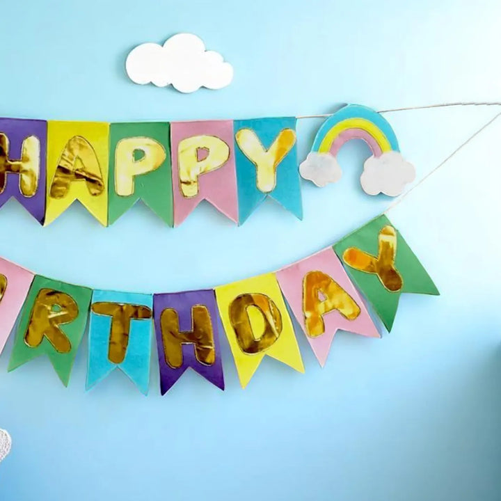 Handmade Unicorn Theme Felt Happy Birthday Bunting
