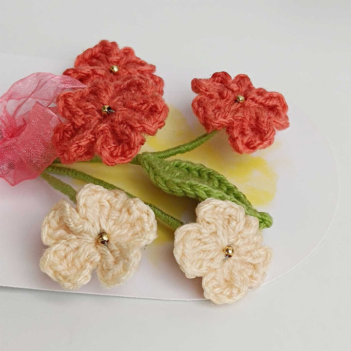 Handmade Crochet 3D Coral Blossom Greeting Card