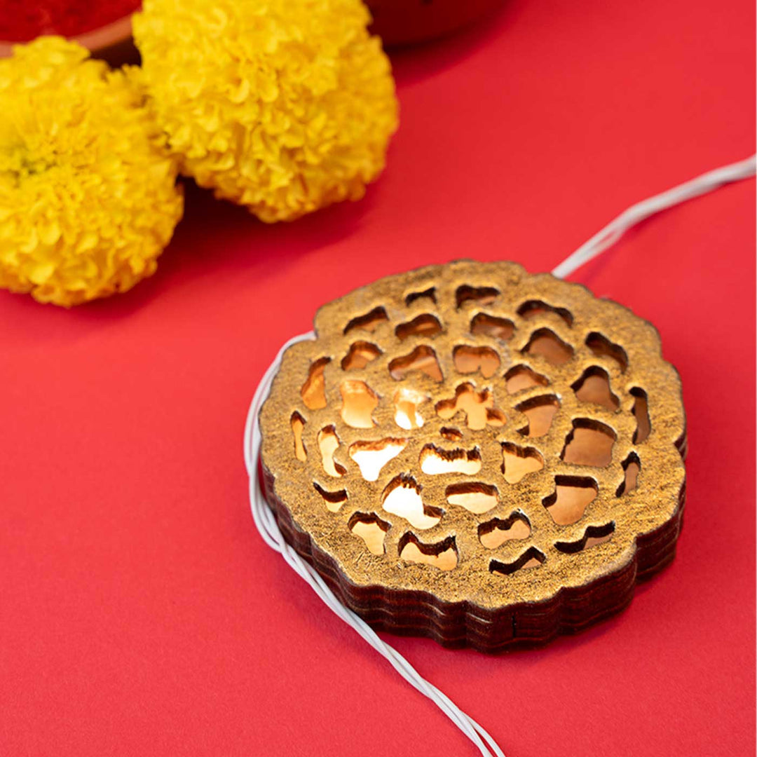 3m, 11 Bulbs | Handmade Decorative Flower Shape 3D Wooden LED Fairy Light