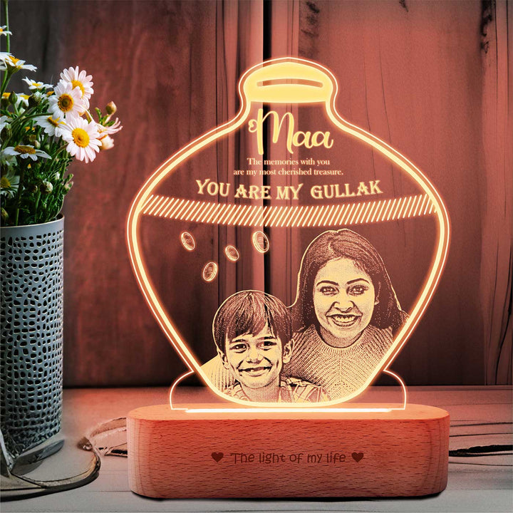 Photo Personalized Gullak Theme Acrylic Lamp For Mothers