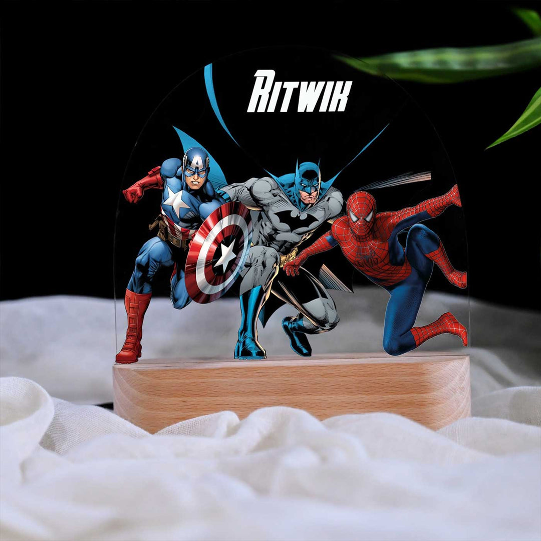 Personalized Superheroes Theme Acrylic LED Table Lamp For Kids