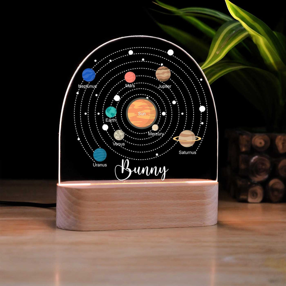 Personalized Solar System Theme Acrylic LED Table Lamp For Kids