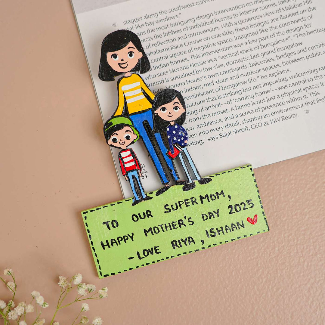 Personalized Caricature Cutout MDF Wood Fridge Magnet For Mothers