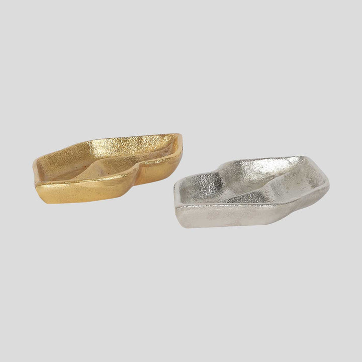 Handmade Gold & Silver Lips Shaped Dry Fruit Platter | Set Of 2