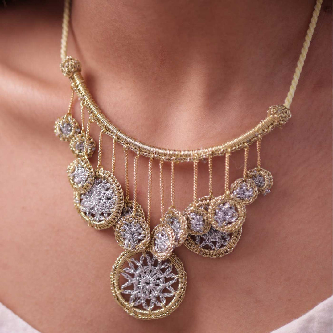 Handmade Crochet Shimmer Araa Necklace