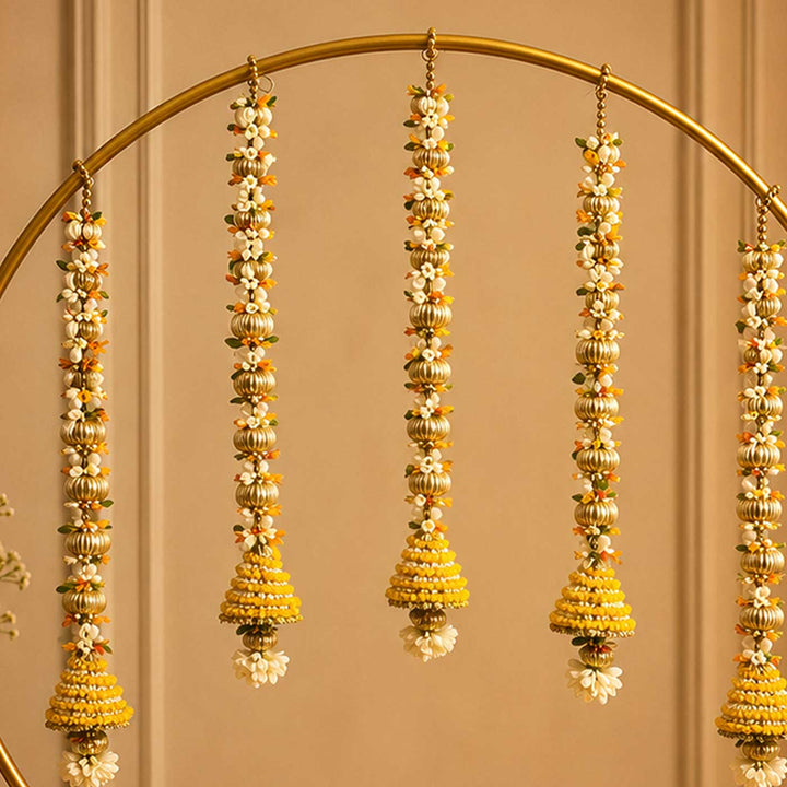 Yellow Cone Tassel Golden Circular Backdrop Decor Kit With Bells