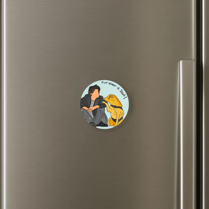 Photo Personalized Hand-Painted Pet Dad Theme MDF Wood Fridge Magnet