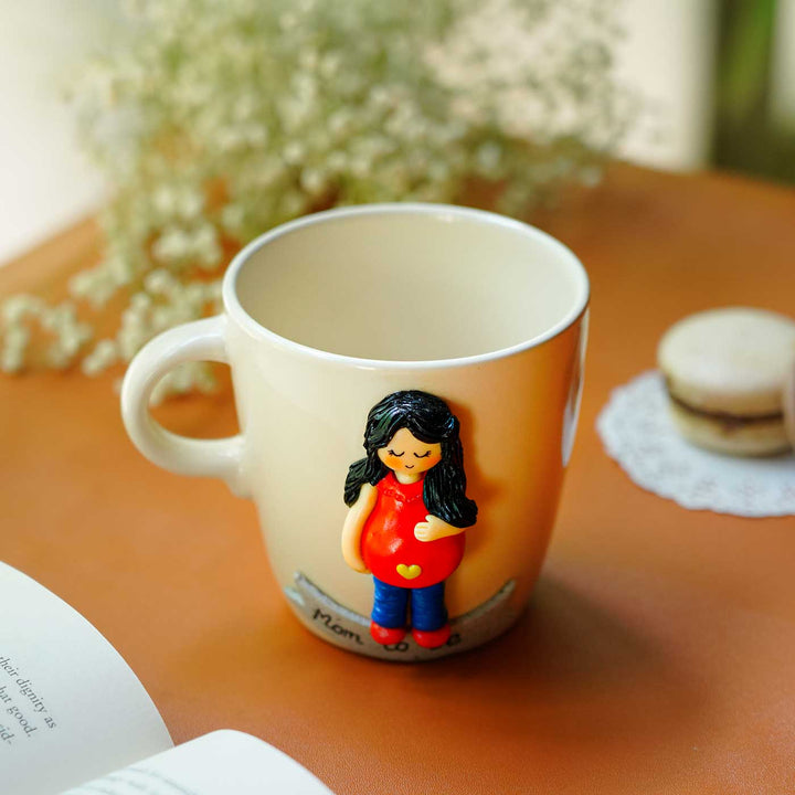 Personalized Handcrafted Mom-To-Be Mug With Clay Caricature