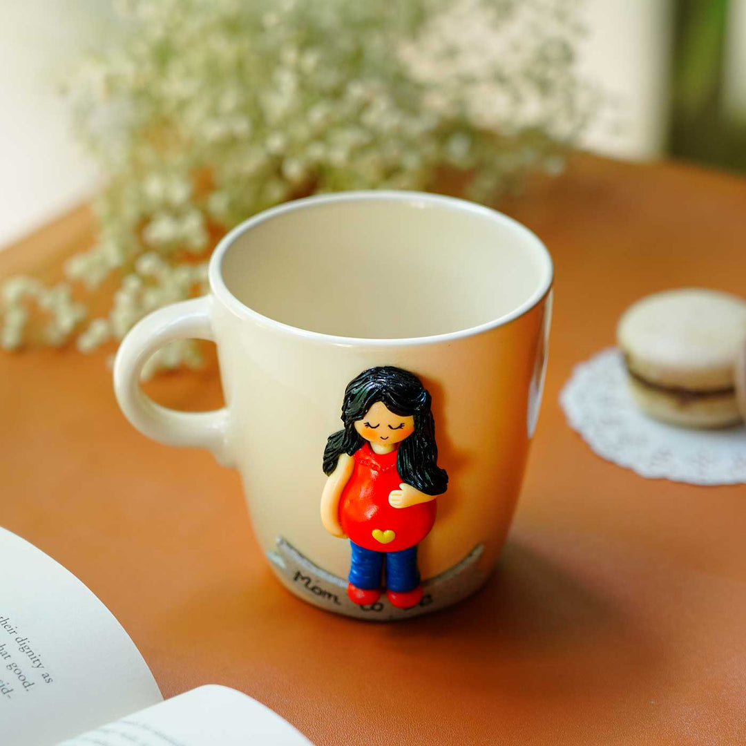Personalized Handcrafted Mom-To-Be Mug With Clay Caricature